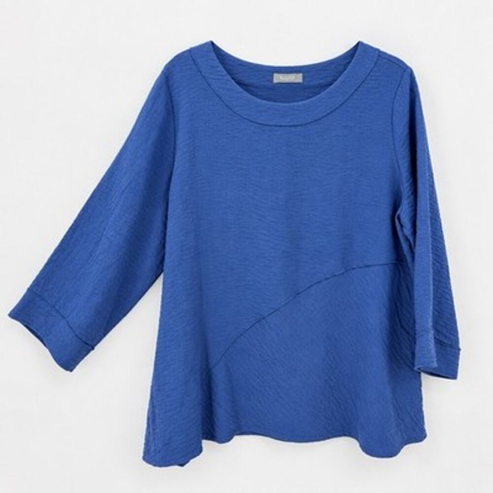 Habitat Clothes Top XL Crinkle Knit Periwinkle Blue Round neck Pullover Blouse